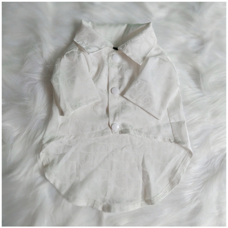 HKM-2613309 Casual Polyester Shirt for Pets in White, Gray, and Pink - Sizes S to XXL