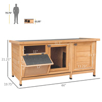 HKM-2614589 Yellow Large Bunny Hutch with Two Outdoor Areas and One Main House for Small Animals