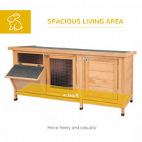 HKM-2614589 Yellow Large Bunny Hutch with Two Outdoor Areas and One Main House for Small Animals