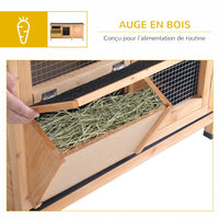 HKM-2614589 Yellow Large Bunny Hutch with Two Outdoor Areas and One Main House for Small Animals