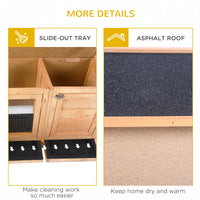 HKM-2614589 Yellow Large Bunny Hutch with Two Outdoor Areas and One Main House for Small Animals