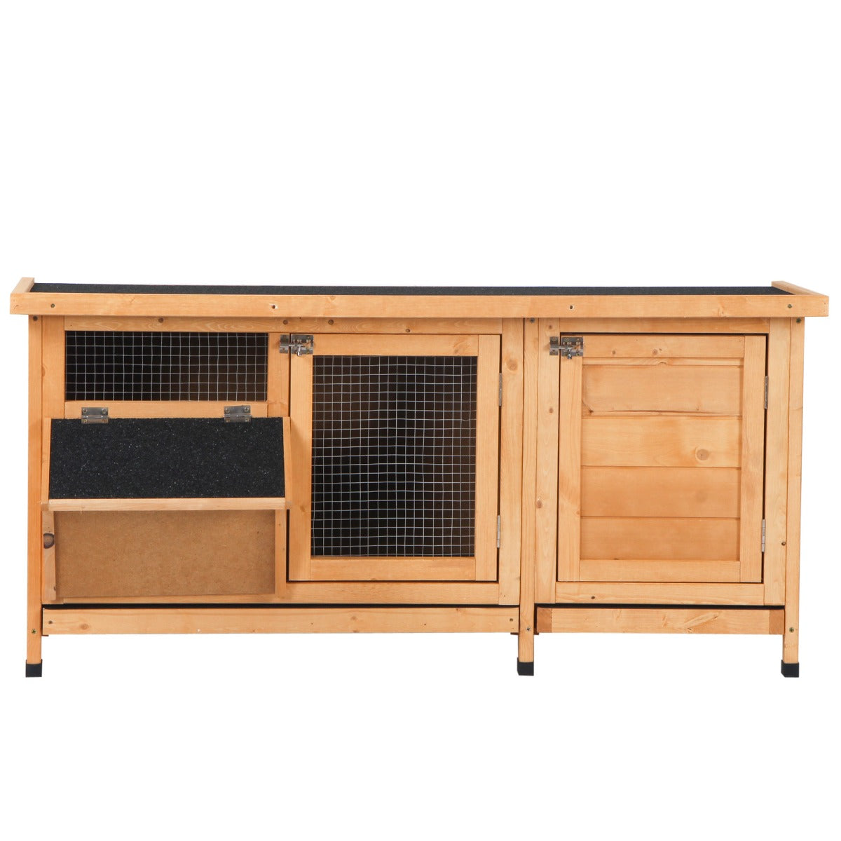 HKM-2614589 Yellow Large Bunny Hutch with Two Outdoor Areas and One Main House for Small Animals