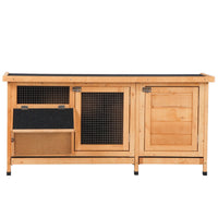 HKM-2614589 Yellow Large Bunny Hutch with Two Outdoor Areas and One Main House for Small Animals