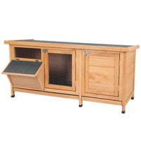 HKM-2614589 Yellow Large Bunny Hutch with Two Outdoor Areas and One Main House for Small Animals
