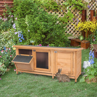 HKM-2614589 Yellow Large Bunny Hutch with Two Outdoor Areas and One Main House for Small Animals