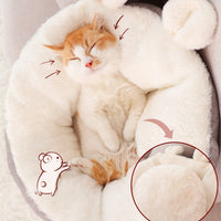 HKM-2614973 Plush Semi-Enclosed Cat Nest with Rabbit Ears - Warm and Cozy Design
