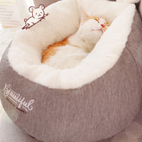 HKM-2614973 Plush Semi-Enclosed Cat Nest with Rabbit Ears - Warm and Cozy Design