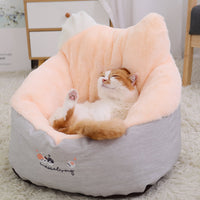 HKM-2614973 Plush Semi-Enclosed Cat Nest with Rabbit Ears - Warm and Cozy Design