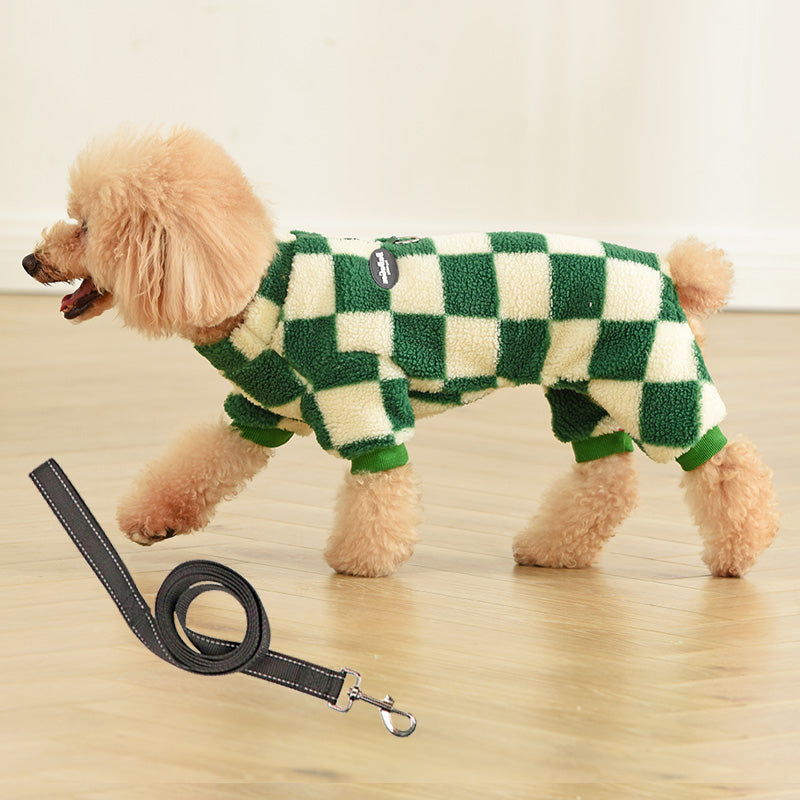 HKM-2615485 Four-Legged Cashmere Lamb Fleece Pet Clothing in Checkerboard Patterns