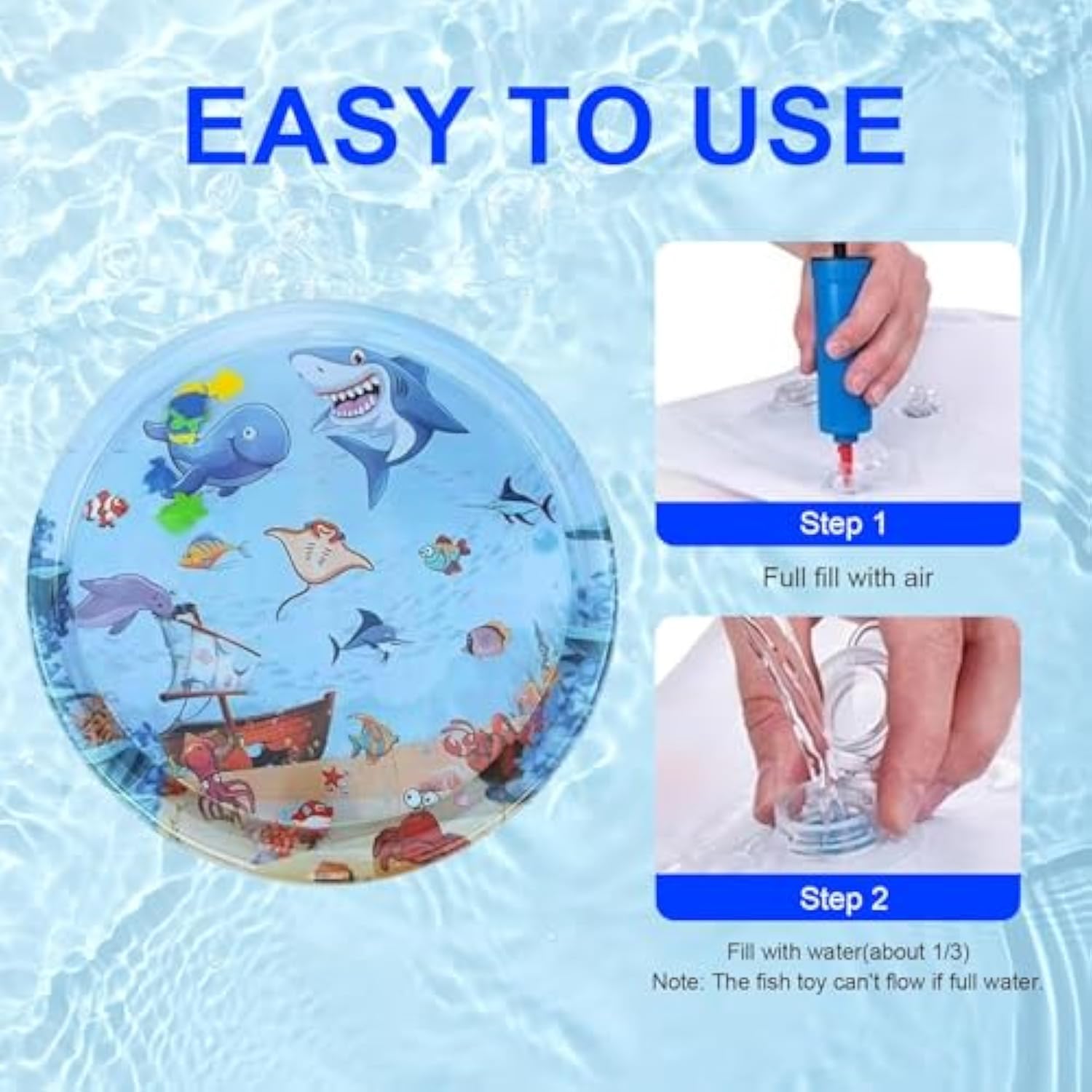 HKM-2618173 Upgraded Cat Water Play Mat with Anti-Scratch Design and Inflator - Interactive Sensory Fun for Cats and Small Pets