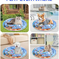 HKM-2618173 Upgraded Cat Water Play Mat with Anti-Scratch Design and Inflator - Interactive Sensory Fun for Cats and Small Pets