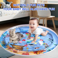 HKM-2618173 Upgraded Cat Water Play Mat with Anti-Scratch Design and Inflator - Interactive Sensory Fun for Cats and Small Pets
