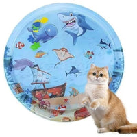 HKM-2618173 Upgraded Cat Water Play Mat with Anti-Scratch Design and Inflator - Interactive Sensory Fun for Cats and Small Pets
