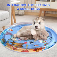 HKM-2618173 Upgraded Cat Water Play Mat with Anti-Scratch Design and Inflator - Interactive Sensory Fun for Cats and Small Pets