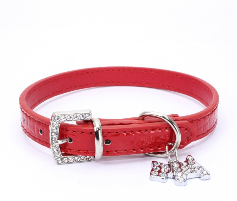 HKM-2618685 Patterned Puppy Charm Pet Collar - Blue, Black, White, Red, Pink - Sizes S, M, L