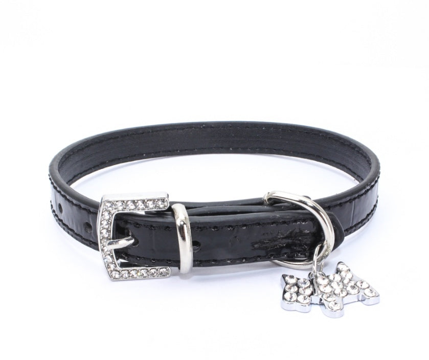 HKM-2618685 Patterned Puppy Charm Pet Collar - Blue, Black, White, Red, Pink - Sizes S, M, L