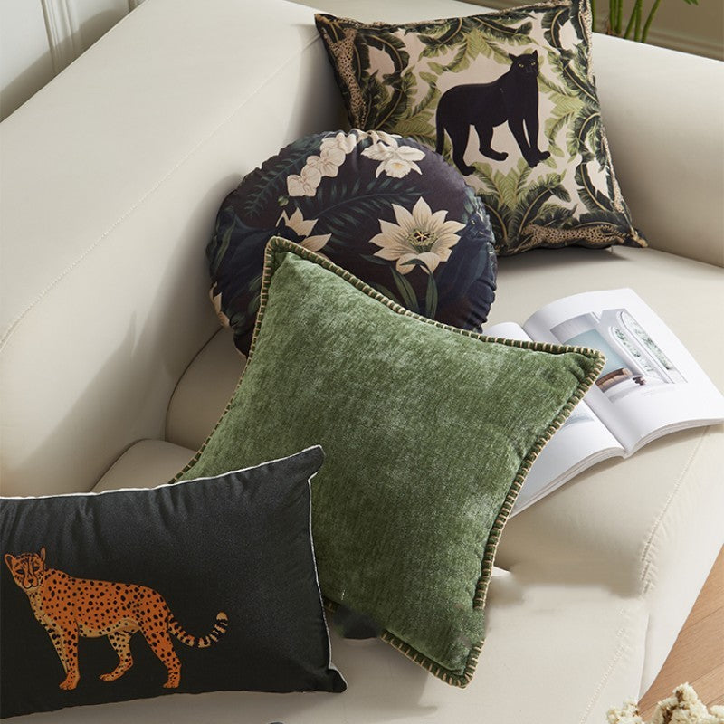 HKM-261907 American Country Style Chenille Pillowcase - 45cm & 30x50cm Brushed Velvet Options