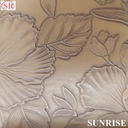 HKM-261971 0.8MM Rose Pattern PU Faux Leather Fabric for Table Mats, Furniture, Clothing, and Wallpaper