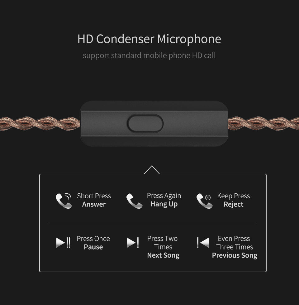 HKM-261971 KZ ZSX Terminator 12-Unit Hybrid Earphones with 3.5mm L-Bend Connector