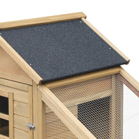 HKM-2620349 Wooden Chicken Coop with Ramp, Removable Tray, Ventilated Window, and Nesting Box - Natural Finish, 69"
