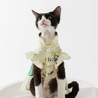 HKM-2621757 Chinese Style Bamboo Leaf Couple Skirt for Hairless Cats, Woven Fabric, Multiple Sizes