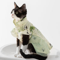 HKM-2621757 Chinese Style Bamboo Leaf Couple Skirt for Hairless Cats, Woven Fabric, Multiple Sizes