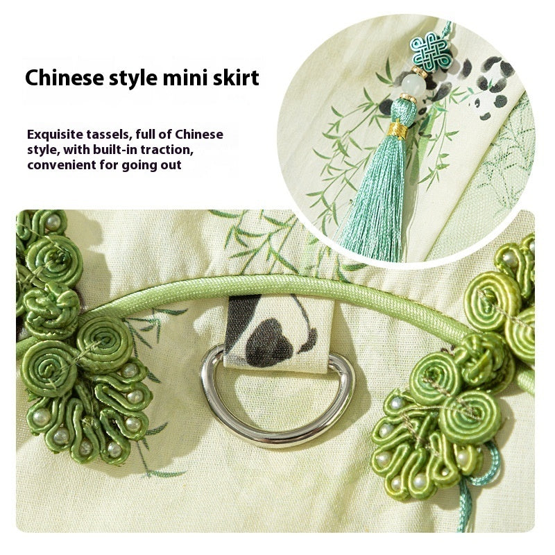 HKM-2621757 Chinese Style Bamboo Leaf Couple Skirt for Hairless Cats, Woven Fabric, Multiple Sizes