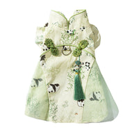 HKM-2621757 Chinese Style Bamboo Leaf Couple Skirt for Hairless Cats, Woven Fabric, Multiple Sizes