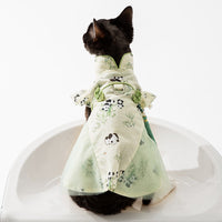HKM-2621757 Chinese Style Bamboo Leaf Couple Skirt for Hairless Cats, Woven Fabric, Multiple Sizes