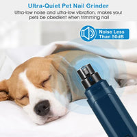 HKM-2622269 Quiet USB Rechargeable Dog Nail Grinder with 2 Speed Settings for Gentle Pet Grooming