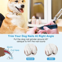 HKM-2622269 Quiet USB Rechargeable Dog Nail Grinder with 2 Speed Settings for Gentle Pet Grooming