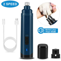 HKM-2622269 Quiet USB Rechargeable Dog Nail Grinder with 2 Speed Settings for Gentle Pet Grooming