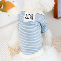 HKM-2623037 Striped Cotton T-Shirt for Small Dogs - Bichon, Pomeranian, & Teddy Breeds