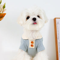 HKM-2623037 Striped Cotton T-Shirt for Small Dogs - Bichon, Pomeranian, & Teddy Breeds
