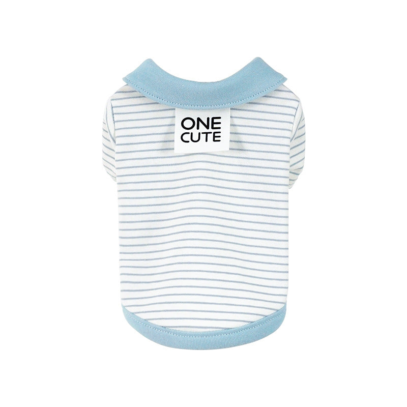 HKM-2623037 Striped Cotton T-Shirt for Small Dogs - Bichon, Pomeranian, & Teddy Breeds