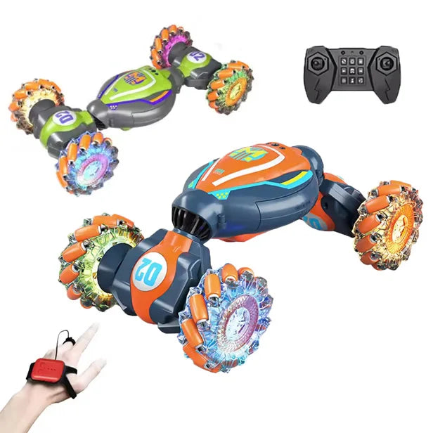 HKM-262355 1/18 Scale Electric Four-Wheel Drive Stunt Car with Lights & Music, Dual Remote Control and Gesture Sensing