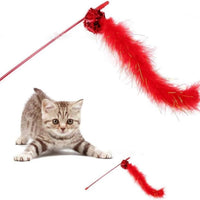 HKM-2623933 Interactive Feather Cat Teaser Wand with Crinkle Ball, 30cm Sparkly Stick for Indoor Play and Exercise