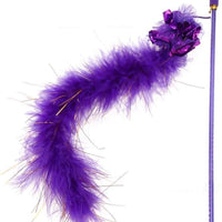 HKM-2623933 Interactive Feather Cat Teaser Wand with Crinkle Ball, 30cm Sparkly Stick for Indoor Play and Exercise