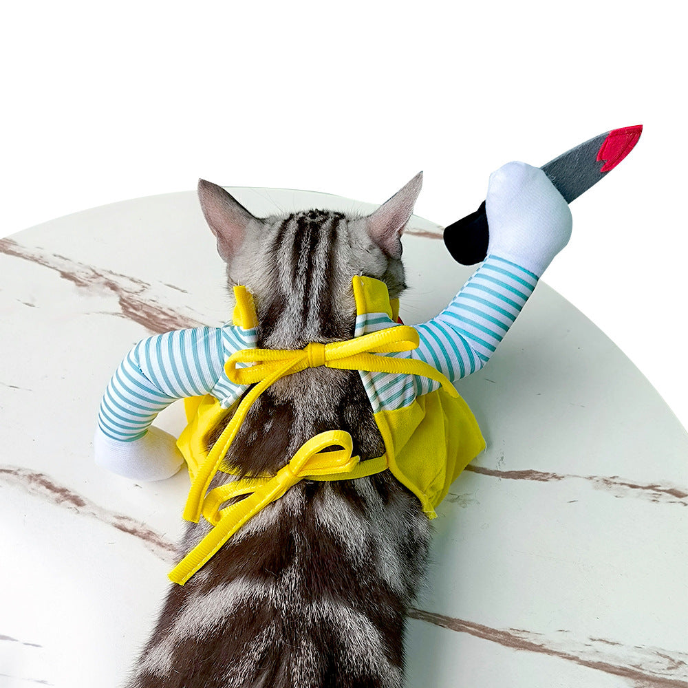 HKM-2624061 Creative Yellow Cat Assassin Costume - Polyester Apparel for Cats in Various Sizes