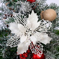 HKM-262547 Glitter Artificial Christmas Flowers for Tree and Home Decorations, 11cm Xmas Ornaments