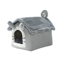 HKM-2626493 Thickened Semi-closed Pet Nest with Removable Coral Fleece Cushion for Long-eared Cats
