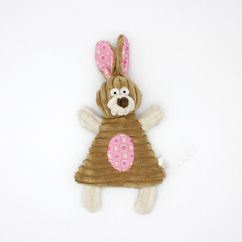 HKM-262739 Corduroy Molar Pet Toy with Ringing Paper Sound - Gray Mouse & Brown Rabbit Design