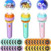 HKM-262739 Customizable Cartoon Projector Flashlight Storybook for Kids – Fruit & Animal Themes