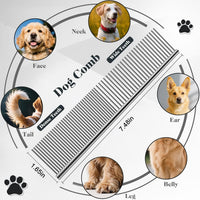 HKM-2628029 Pet Rake Brush and Straight Comb Set for Dogs - Rubber Handle with Stainless Steel Needles