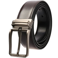 HKM-262803 Reversible Double-Sided Leather Cowhide Belt with Rotating Pin Buckle for Men
