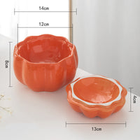 HKM-2628413 Ceramic Cat and Dog Bowl - Pumpkin Design in Orange and Green