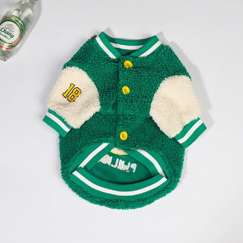 HKM-2630589 Winter Fleece Cotton Dog Coat in Green ¨C Adjustable Sizes L to 4XL