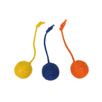 HKM-2630845 Colorful Catnip Ball on a Durable Hemp Rope - Fun Cat Toy for Biting and Playing