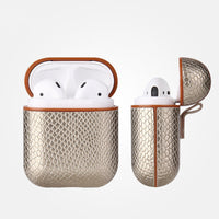 HKM-263123 Snakeskin Pattern Earphone Protector for iPhone Models, TPU and Leather Construction, Handmade Design
