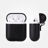 HKM-263123 Snakeskin Pattern Earphone Protector for iPhone Models, TPU and Leather Construction, Handmade Design